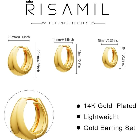 Hoop Earrings for Women 14K Gold Plated/Silver Hoops Simple Gold Knot - Picture 7 of 11